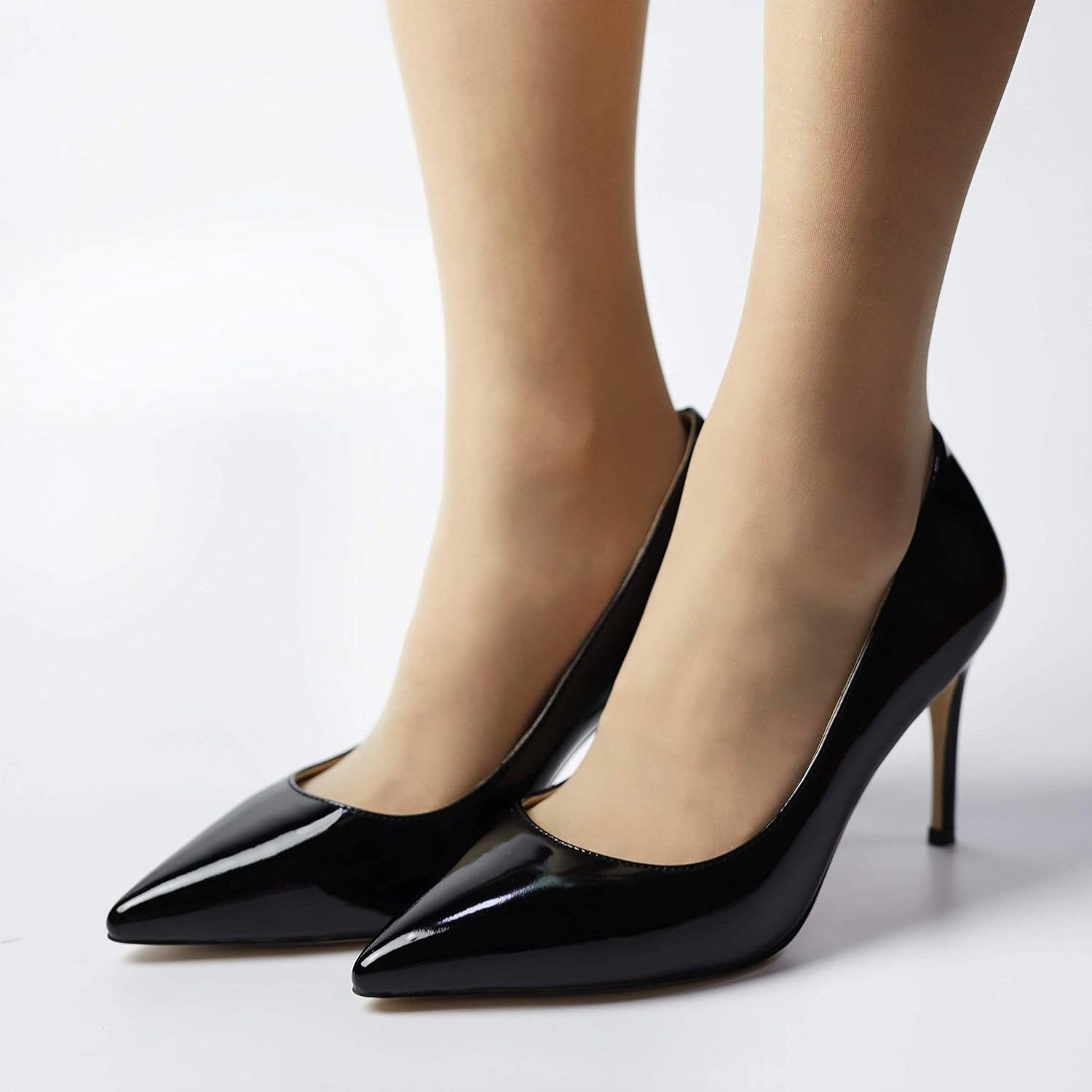 Womens Basic High Heel Pumps Slip on Pointed Toe Stiletto Heels Shoes 8.5CM Handmade Comfortable Heels