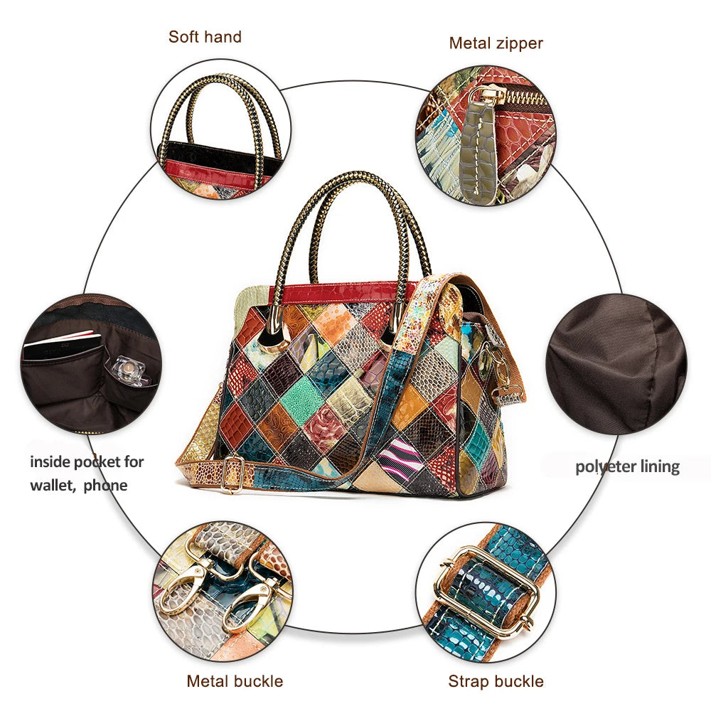 Womens Genuine Leather Handbags Women'S Leather Luxury Handbags Women Bags Designer Top-Handle Bags Messenger Bag Female