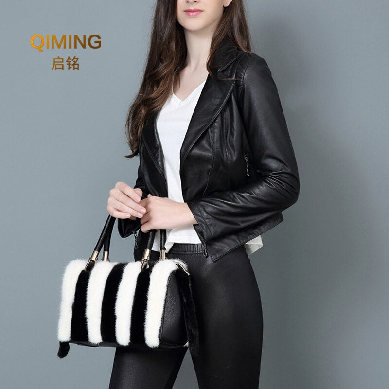 Real Mink Fur Bag Shoulder Bag Luxury Women Purses and Handbags High Quality Fur Crossbody Bags for Women Handbag