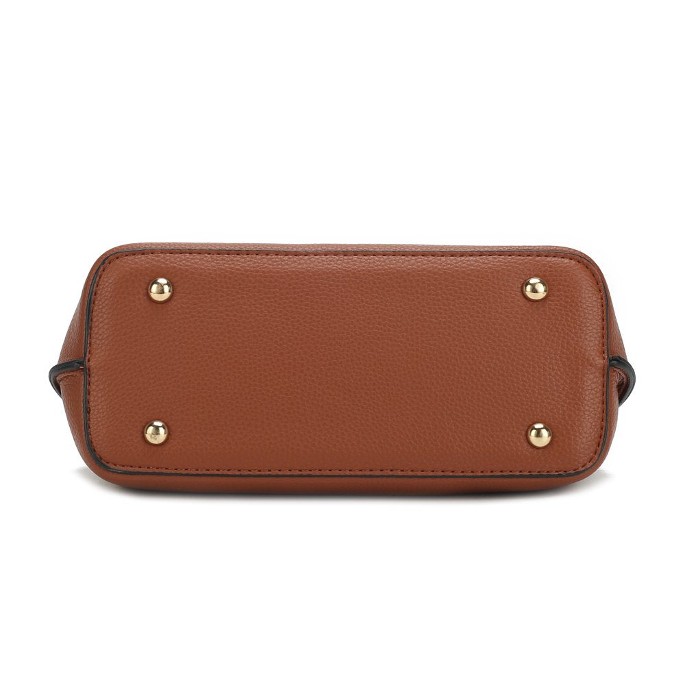 Hadley Vegan Leather Women'S Satchel & Wristlet Wallet, Stylish Top-Handle Purse Handbag 2 Pcs by Mia K - Pewter