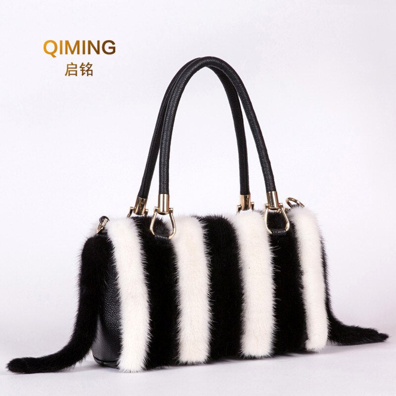 Real Mink Fur Bag Shoulder Bag Luxury Women Purses and Handbags High Quality Fur Crossbody Bags for Women Handbag