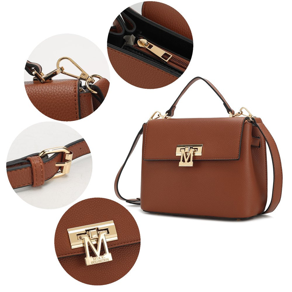 Hadley Vegan Leather Women'S Satchel & Wristlet Wallet, Stylish Top-Handle Purse Handbag 2 Pcs by Mia K - Pewter