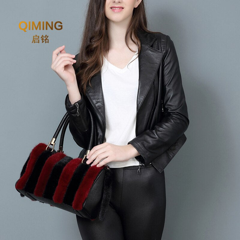 Real Mink Fur Bag Shoulder Bag Luxury Women Purses and Handbags High Quality Fur Crossbody Bags for Women Handbag