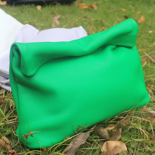 New Euro Fashion Curled Handbags Hot Office Mobile Phone Pockets Women'S Handbag High Quality Portable Genuine Leather Handbags