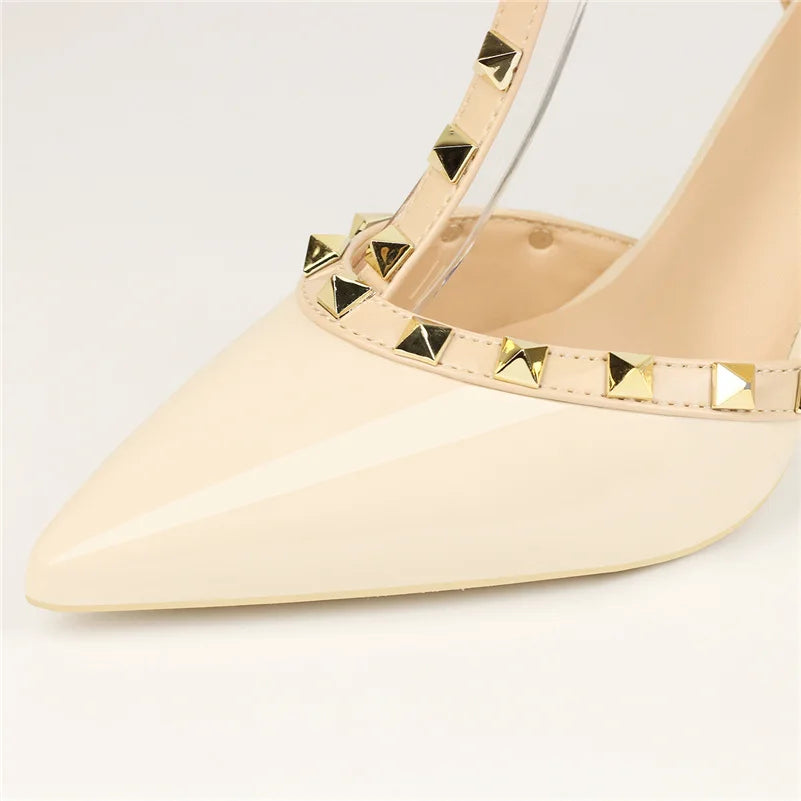 2023 Summer Women 9Cm High Heels Rivets Sandals Designer Suede Nude Purple Stiletto Heels Gladiator Sandals Lady Studded Shoes