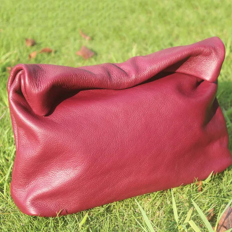 New Euro Fashion Curled Handbags Hot Office Mobile Phone Pockets Women'S Handbag High Quality Portable Genuine Leather Handbags