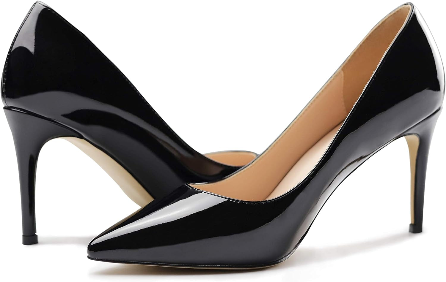 Womens Basic High Heel Pumps Slip on Pointed Toe Stiletto Heels Shoes 8.5CM Handmade Comfortable Heels