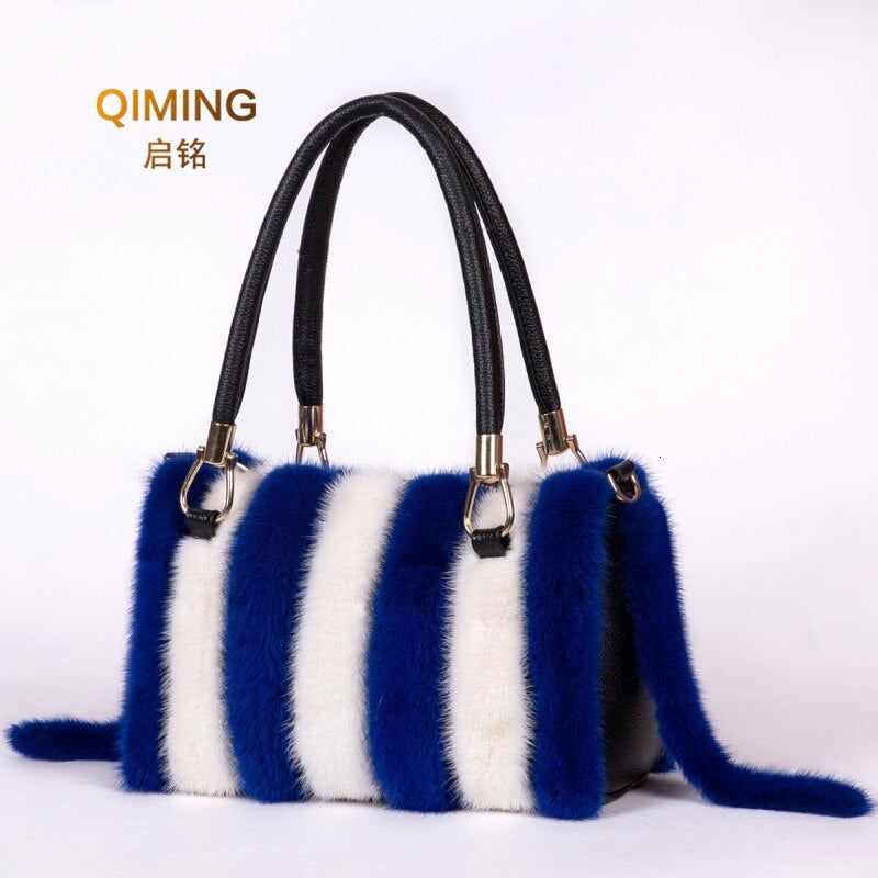 Real Mink Fur Bag Shoulder Bag Luxury Women Purses and Handbags High Quality Fur Crossbody Bags for Women Handbag