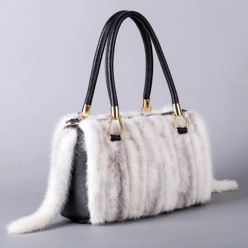 Real Mink Fur Bag Shoulder Bag Luxury Women Purses and Handbags High Quality Fur Crossbody Bags for Women Handbag