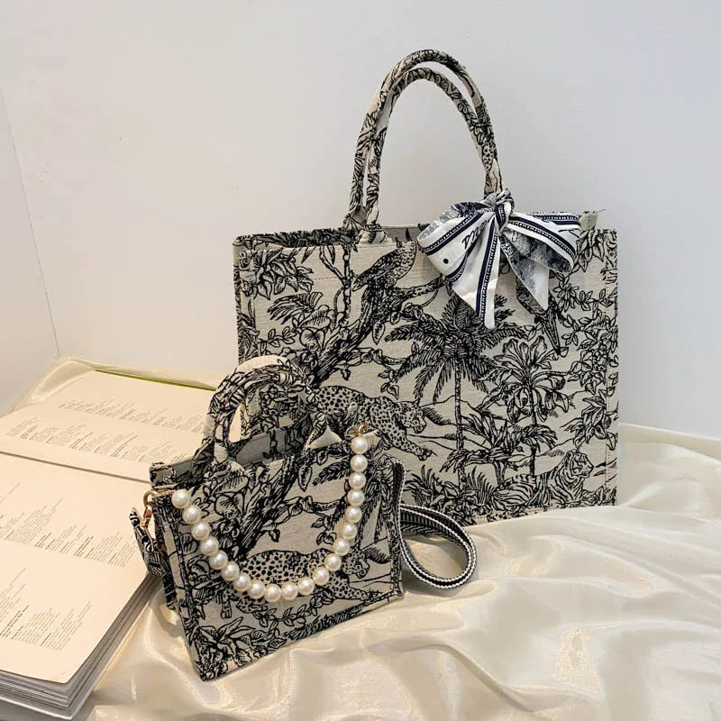 Fashion Luxury Designer Handbag Brand Bag Purses and Handbags for Women Shopper Jacquard Embroidery Beach Shoulder Tote Bag