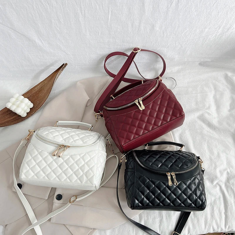 White Balck Crossbody Bags for Women 2024 Soft PU Leather Luxury Designer Handbag Casual Bucket Bag Ladies Purses and Handbags