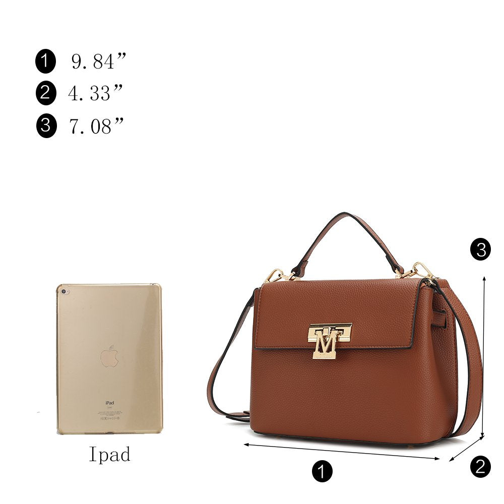 Hadley Vegan Leather Women'S Satchel & Wristlet Wallet, Stylish Top-Handle Purse Handbag 2 Pcs by Mia K - Pewter