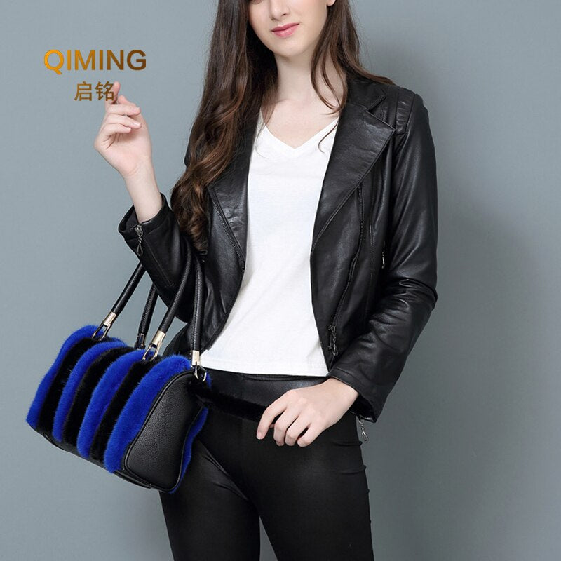 Real Mink Fur Bag Shoulder Bag Luxury Women Purses and Handbags High Quality Fur Crossbody Bags for Women Handbag