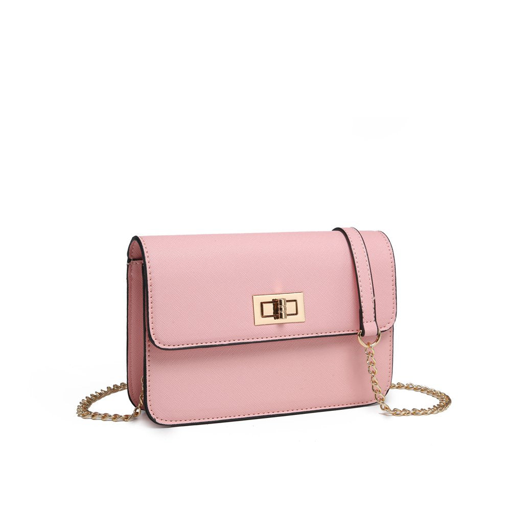 Womens Turn Lock Crossbody Bag Handbags Vegan Leather Purses for Women Shoulder Bag with Chain Strap