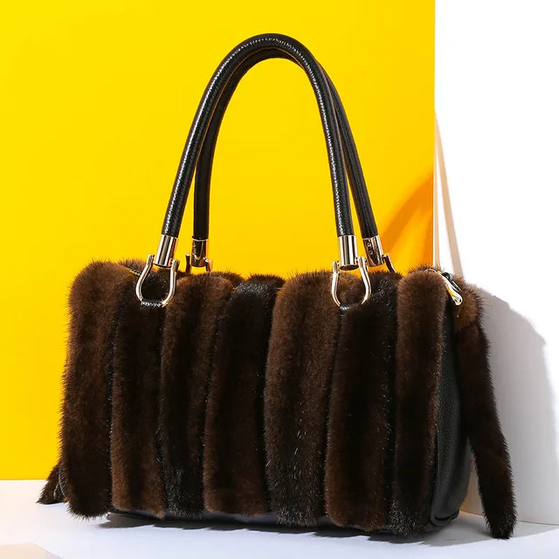 Real Mink Fur Bag Shoulder Bag Luxury Women Purses and Handbags High Quality Fur Crossbody Bags for Women Handbag