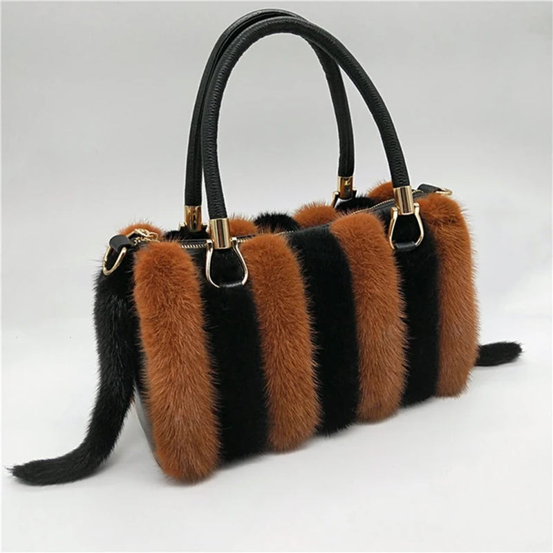 Real Mink Fur Bag Shoulder Bag Luxury Women Purses and Handbags High Quality Fur Crossbody Bags for Women Handbag