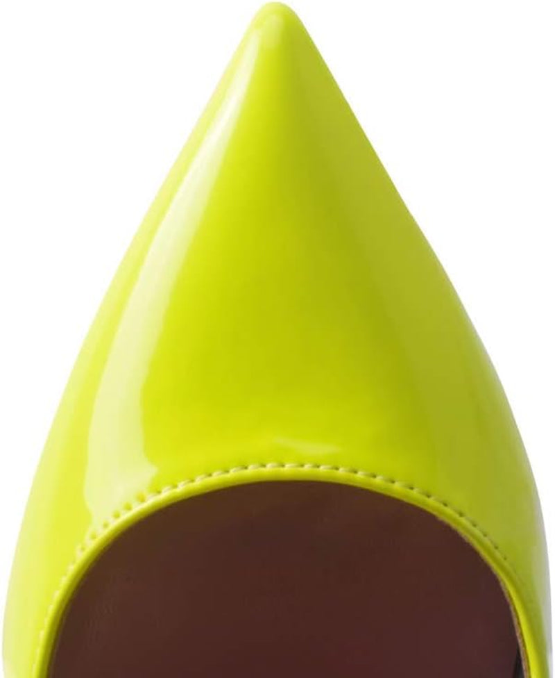 Women Pumps, Pointed Toe High Heel 4.7 Inch/12Cm Party Stiletto Heels Shoes Neon Yellow 6