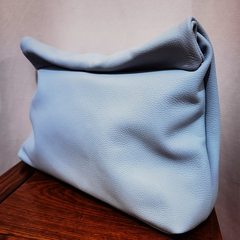 New Euro Fashion Curled Handbags Hot Office Mobile Phone Pockets Women'S Handbag High Quality Portable Genuine Leather Handbags