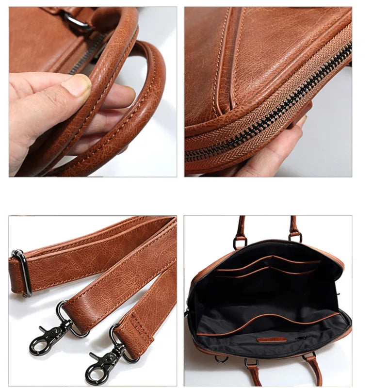 2024 New Women'S Briefcase Female 13 Inch Laptop Portable Handbag Shoulder Bag Business Leather Crossbody Bags Women Handbags