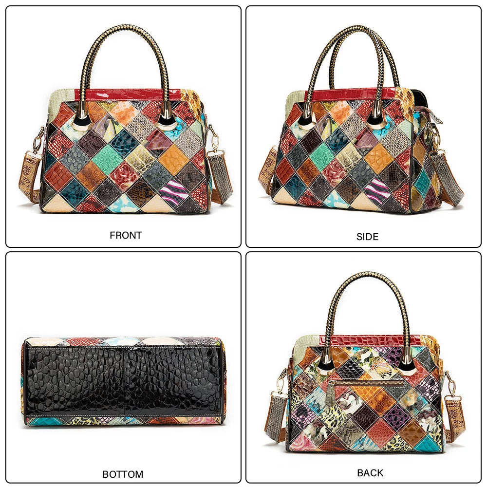 Womens Genuine Leather Handbags Women'S Leather Luxury Handbags Women Bags Designer Top-Handle Bags Messenger Bag Female