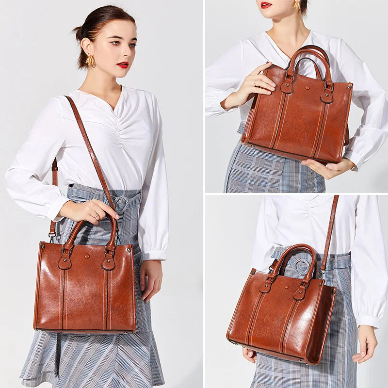 Women'S Leather Handbag Tote Large-Capacity Ladies Shoulder Bags Luxury Handbags Versatile Designer Fashion Ladies Large Tote
