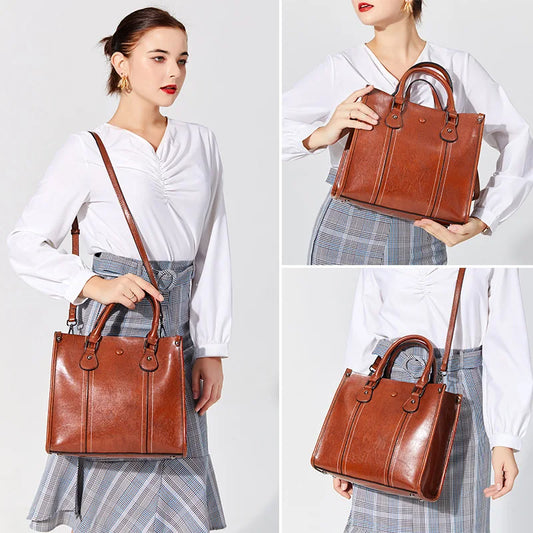 Women'S Leather Handbag Tote Large-Capacity Ladies Shoulder Bags Luxury Handbags Versatile Designer Fashion Ladies Large Tote