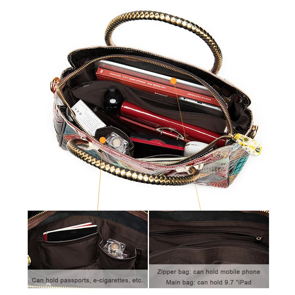 Womens Genuine Leather Handbags Women'S Leather Luxury Handbags Women Bags Designer Top-Handle Bags Messenger Bag Female