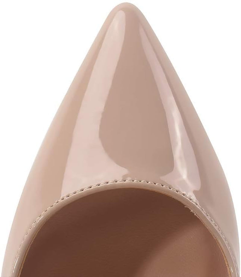 Women Pumps, Pointed Toe High Heel 4.7 Inch/12Cm Party Stiletto Heels Shoes Nude 12