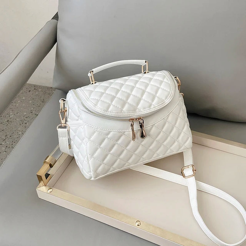 White Balck Crossbody Bags for Women 2024 Soft PU Leather Luxury Designer Handbag Casual Bucket Bag Ladies Purses and Handbags