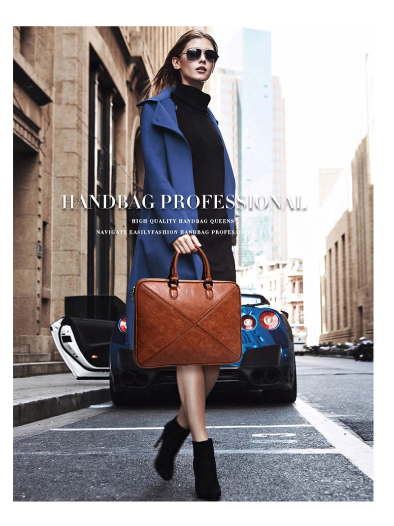 2024 New Women'S Briefcase Female 13 Inch Laptop Portable Handbag Shoulder Bag Business Leather Crossbody Bags Women Handbags
