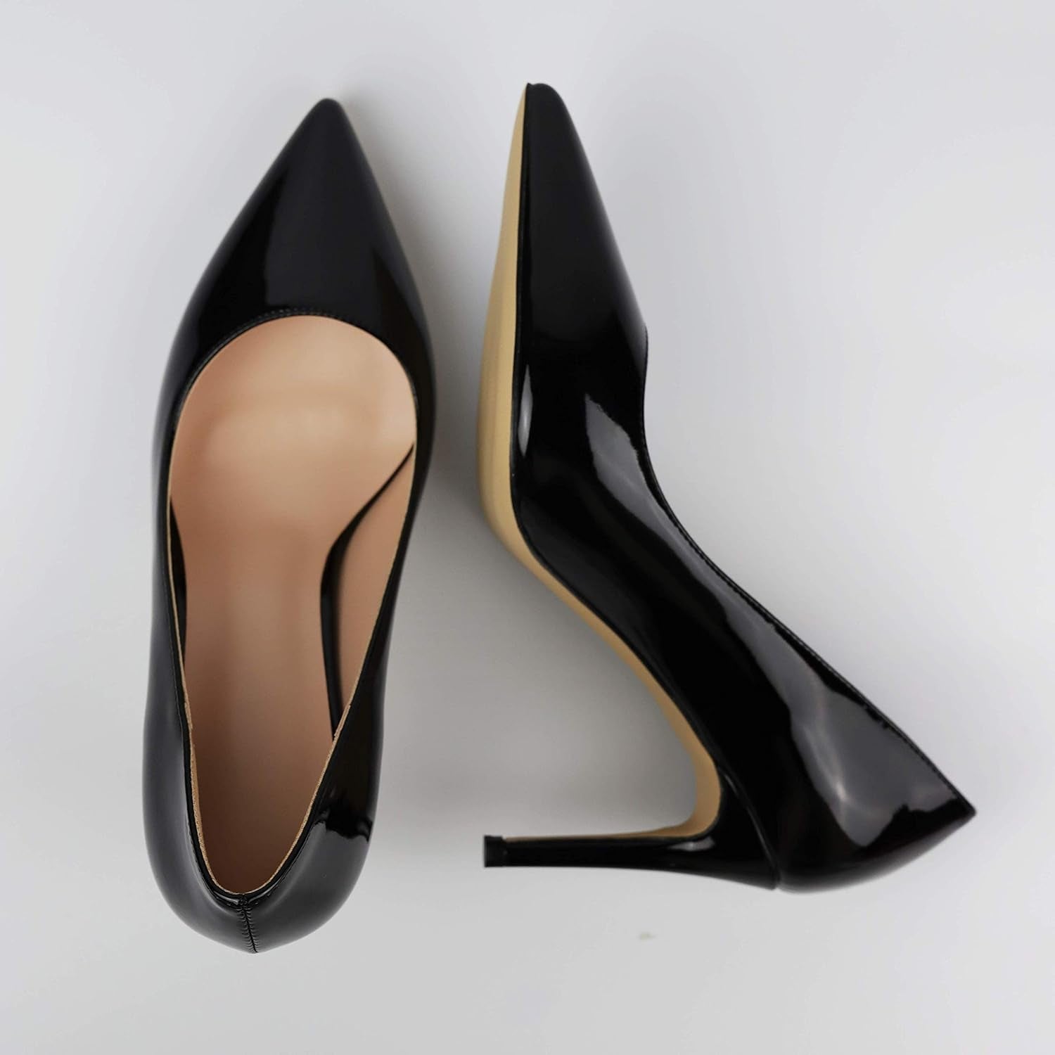 Womens Basic High Heel Pumps Slip on Pointed Toe Stiletto Heels Shoes 8.5CM Handmade Comfortable Heels