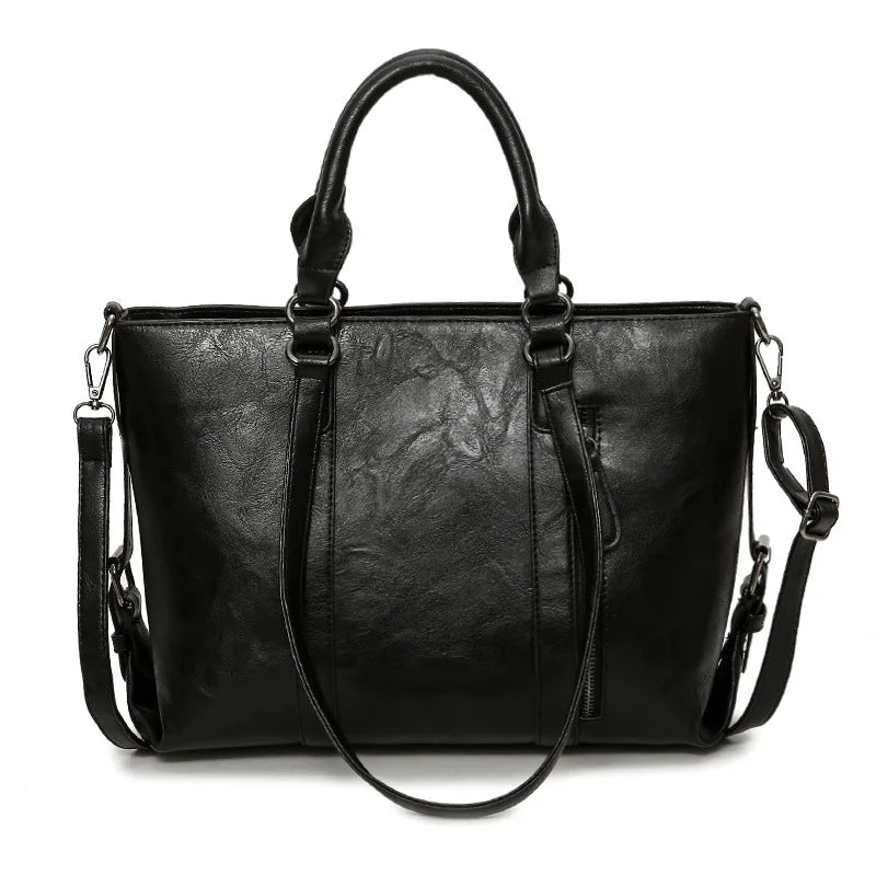 Retro Larger Capacity Shoulder Bags Vintage Women Leather Handbag Luxury Handbags Women Bags Designer Female Bag Messenger Bag