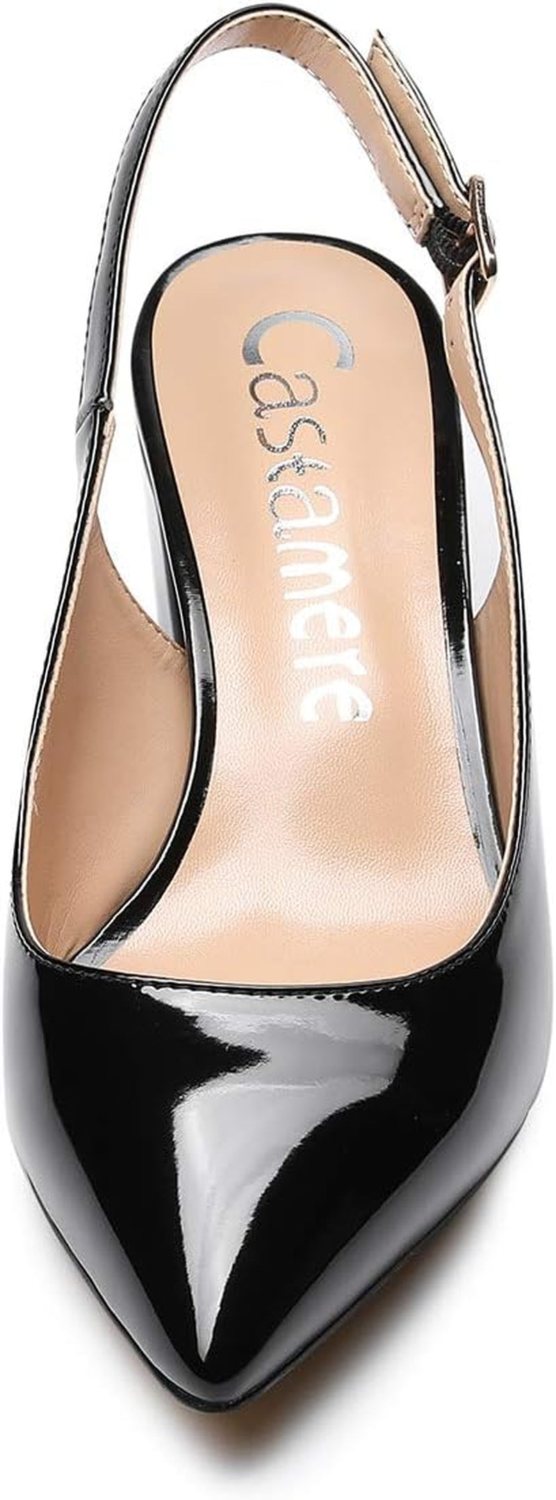 Women'S Slingback Mid Block Heel Pumps Slip-On Pointy Toe Chunky Heels 5CM Heeled Sandals