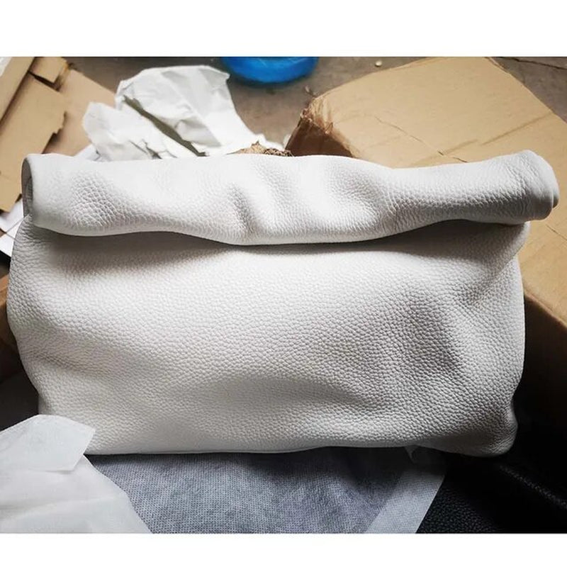 New Euro Fashion Curled Handbags Hot Office Mobile Phone Pockets Women'S Handbag High Quality Portable Genuine Leather Handbags