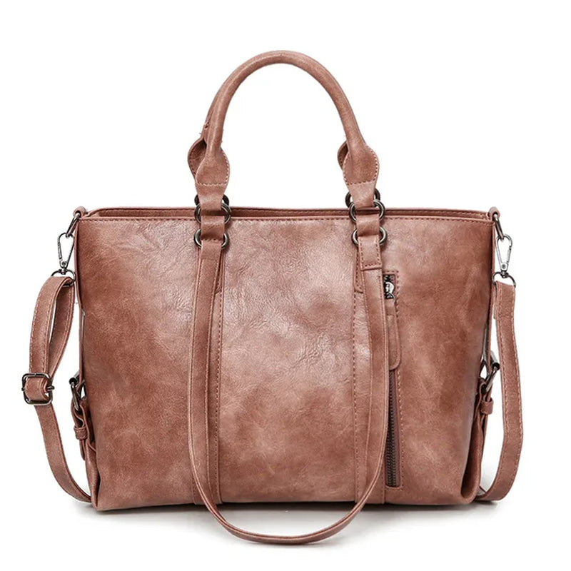Retro Larger Capacity Shoulder Bags Vintage Women Leather Handbag Luxury Handbags Women Bags Designer Female Bag Messenger Bag