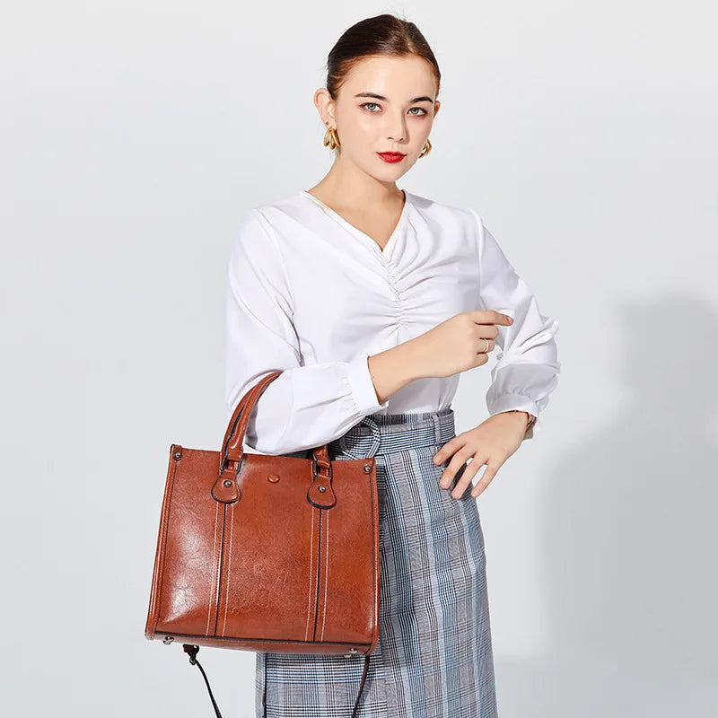 Women'S Leather Handbag Tote Large-Capacity Ladies Shoulder Bags Luxury Handbags Versatile Designer Fashion Ladies Large Tote