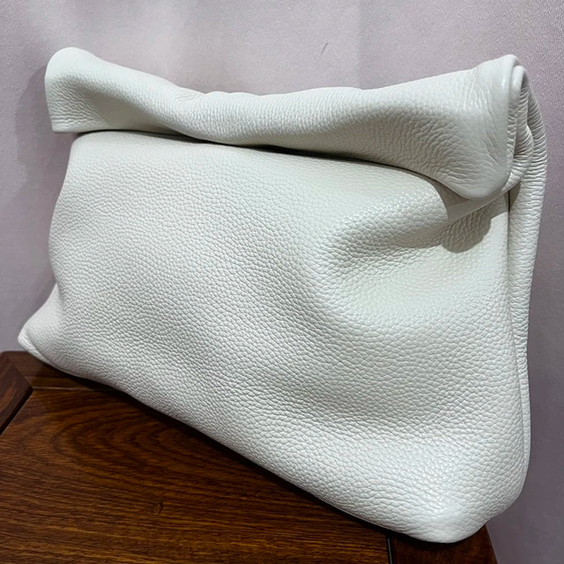 New Euro Fashion Curled Handbags Hot Office Mobile Phone Pockets Women'S Handbag High Quality Portable Genuine Leather Handbags
