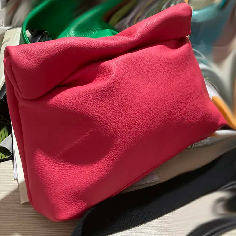 New Euro Fashion Curled Handbags Hot Office Mobile Phone Pockets Women'S Handbag High Quality Portable Genuine Leather Handbags