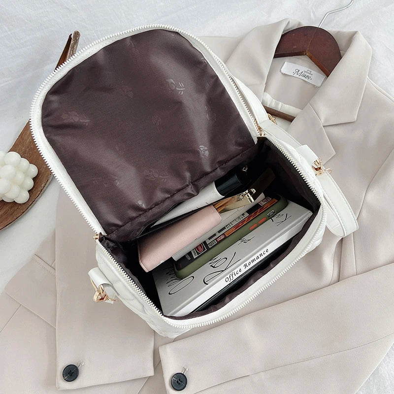 White Balck Crossbody Bags for Women 2024 Soft PU Leather Luxury Designer Handbag Casual Bucket Bag Ladies Purses and Handbags