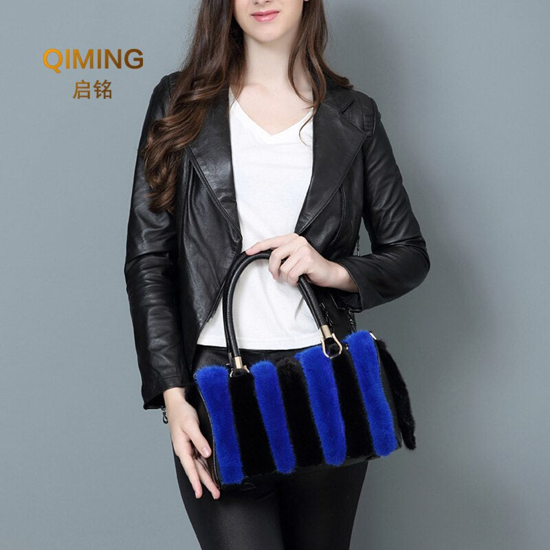 Real Mink Fur Bag Shoulder Bag Luxury Women Purses and Handbags High Quality Fur Crossbody Bags for Women Handbag