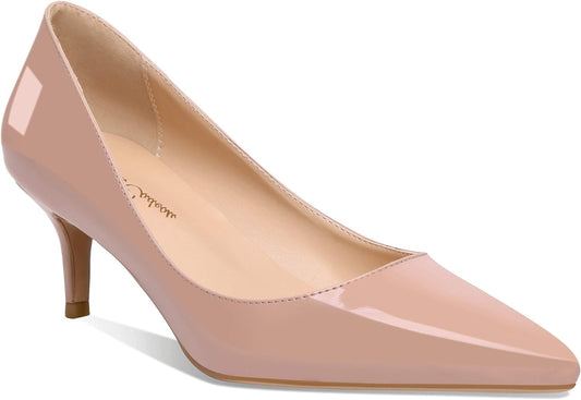 Valerie - Women'S and Comfortable Pointed Toe Kitten Heel Pumps with 2.5" Stiletto Heels in Vegan Leather. Handmade to Perfection.