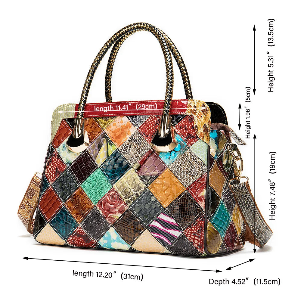 Womens Genuine Leather Handbags Women'S Leather Luxury Handbags Women Bags Designer Top-Handle Bags Messenger Bag Female
